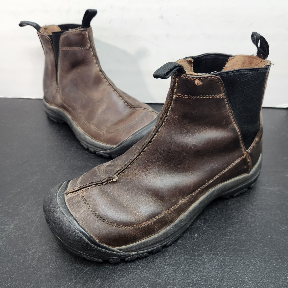 Keen Presidio II Chelsea Boots Brown Leather Slip On Womens 8.5 EU 39